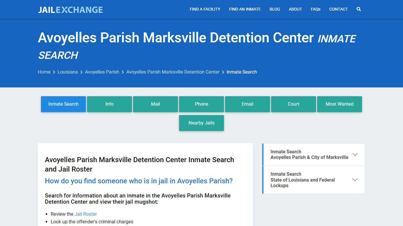 Avoyelles Parish Marksville Detention Center Inmate Search - Jail Exchange