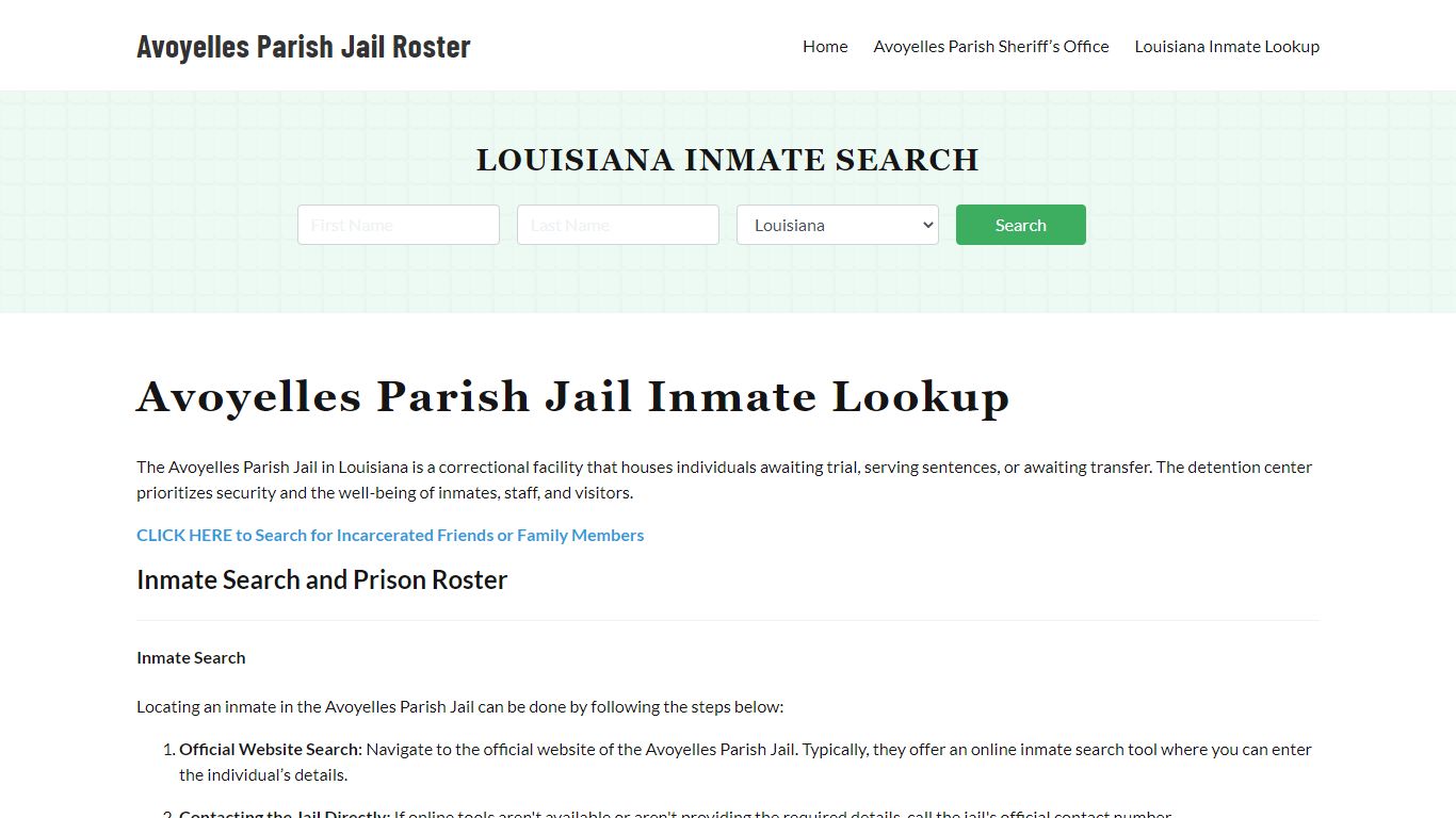 Avoyelles Parish Jail Roster Lookup, LA, Inmate Search