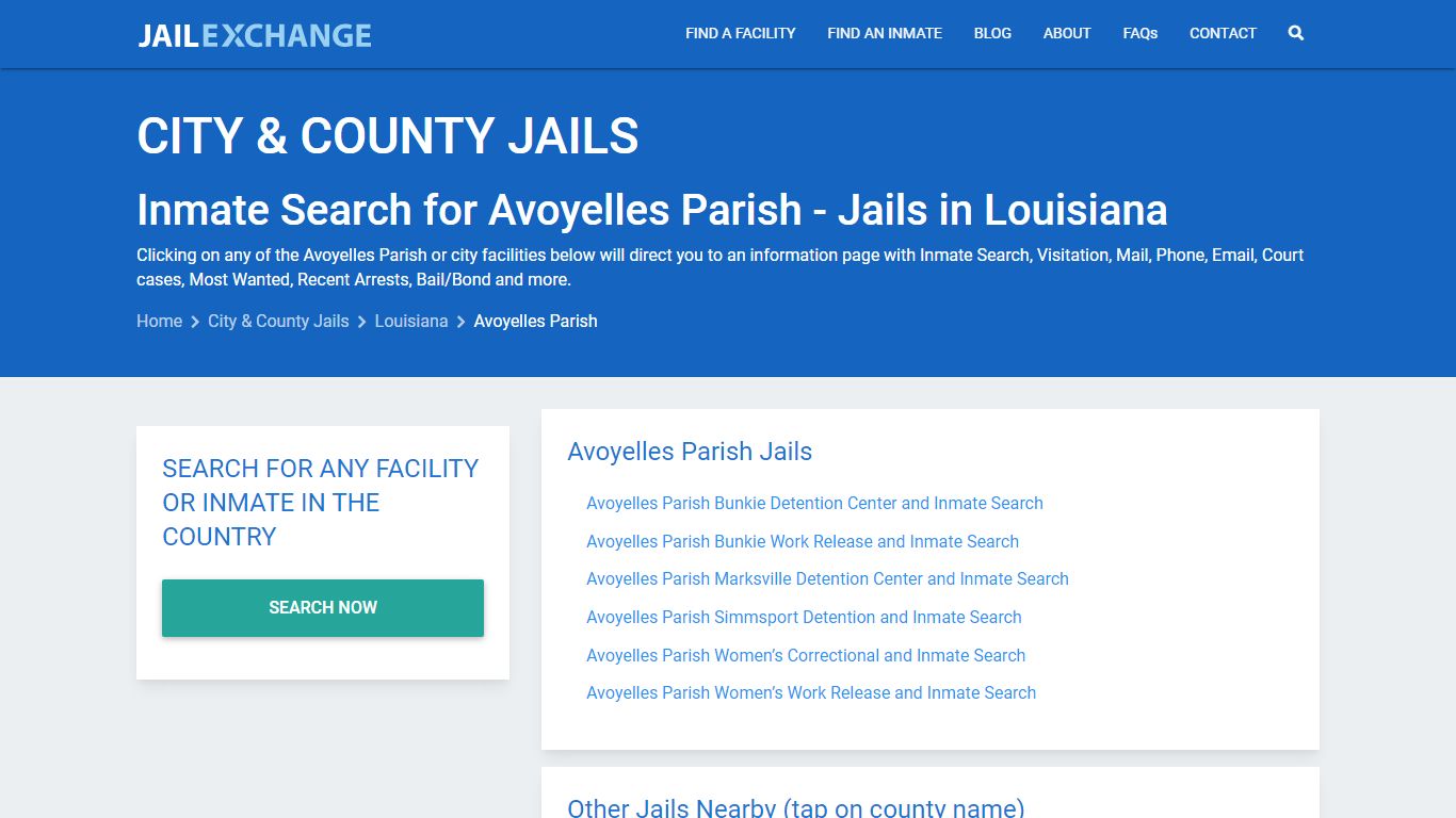 Inmate Search for Avoyelles Parish | Jails in Louisiana - Jail Exchange